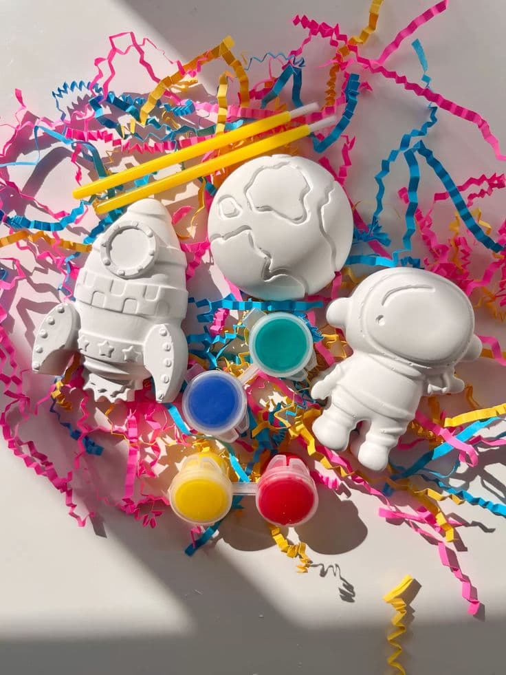 Children's craft kit with pom poms and shapes