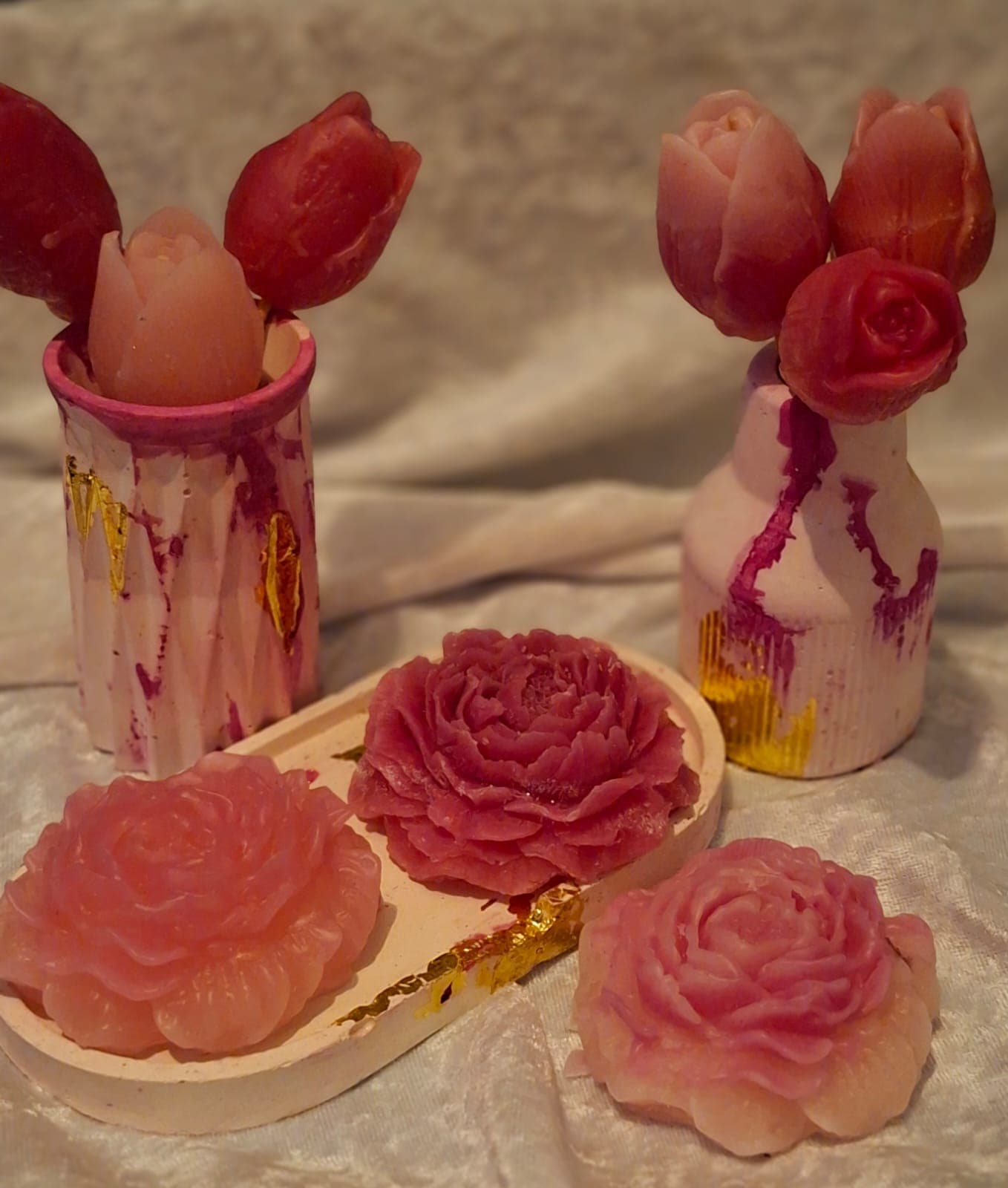 Decorative candles and rose crafts
