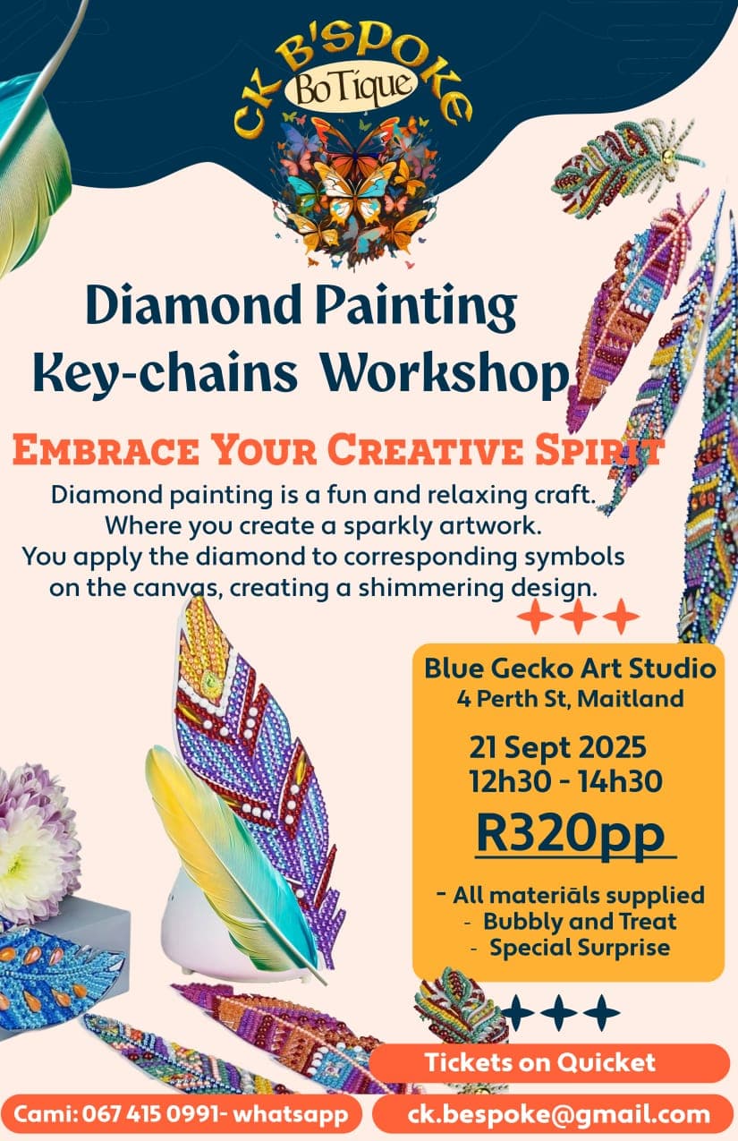 Diamond painting key-chain workshop flyer